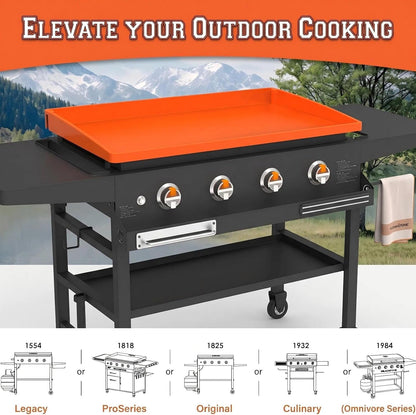BANGIE 36" Silicone Griddle Mat for Blackstone Accessories - Anti-Warping & UV-Resistant Full-Wrap Cover for 4-Burner Flat Top Grill, Prevents Condensation Rust (Orange)