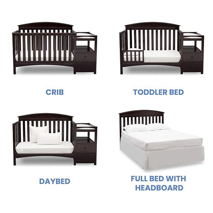 Delta Children Abby Convertible Crib 'N' Changer, Dark Chocolate + Serta Perfect Slumber Dual Sided Recycled Fiber Core Crib and Toddler Mattress (Bundle)