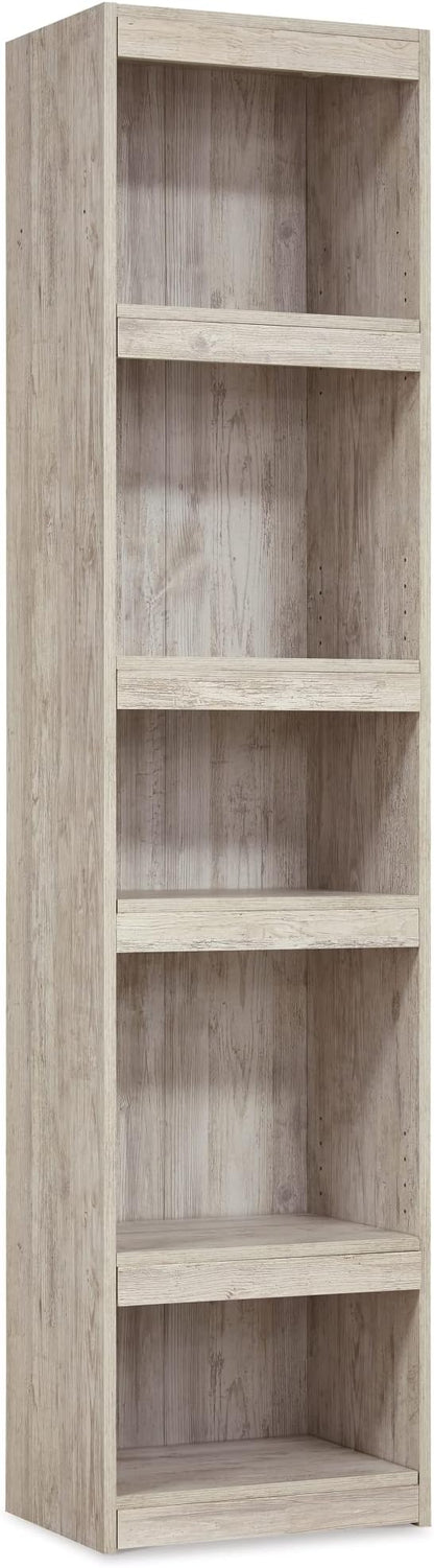 Signature Design by Ashley Willowton Coastal Entertainment Center Pier Bookcase with 3 Adjustable Shelves, Whitewash