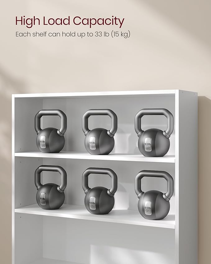 VASAGLE Bookshelf, 31.5 Inches Wide, 3-Tier Open Bookcase with Adjustable Storage Shelves, Floor Standing Unit, Cloud White ULBC173T14
