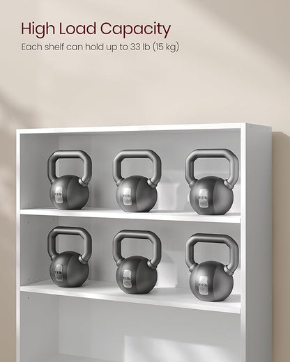 VASAGLE Bookshelf, 31.5 Inches Wide, 3-Tier Open Bookcase with Adjustable Storage Shelves, Floor Standing Unit, Cloud White ULBC173T14