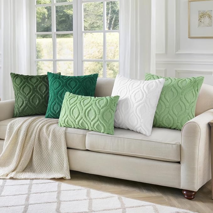 decorUhome Fall Throw Pillow Covers 22x22 Inch Set of 2, Soft Plush Decorative Faux Fur White Solid Couch Pillow Covers, Accent Farmhouse Neutral Square Euro Pillow Cases for Sofa Bed Living Room