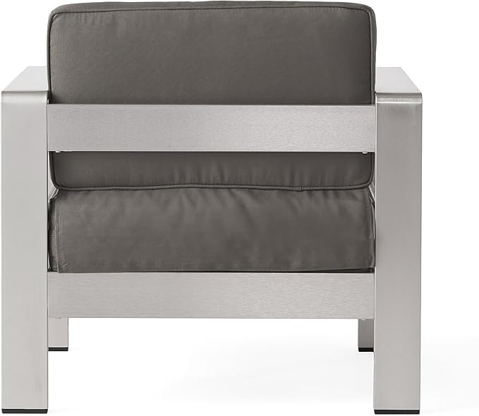 Christopher Knight Home Cape Coral Outdoor Chat Set with Fire Table, 5-Pcs Set, Khaki / Dark Grey