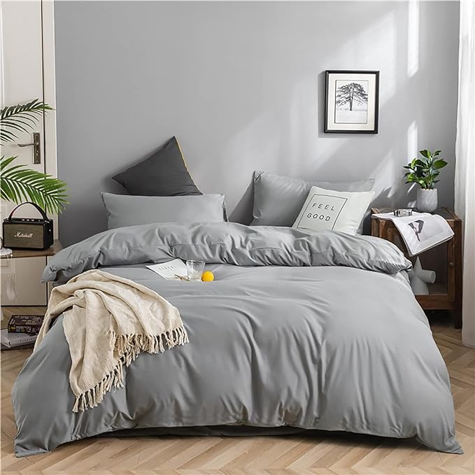 Silver Comforter Queen Light Gray Bedding Set 3 Pieces Comforter Set 1 Queen Comforter (90x90 inches) with 2 Pillowcases (20x26 inches)