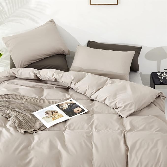 Light Khaki Comforter Set King Size Khaki Comforter 3 Pieces Champagne Color King Comforter Bedding Set Women Solid Khaki King Bed Comforter Set All Season Gift