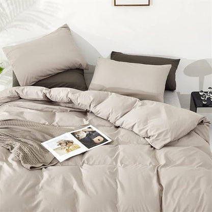 Beige Khaki Comforter Set Queen Size Cream Khaki Comforter 3 Pieces Champagne Color Queen Comforter Taupe Bedding Set Women Light Khaki Queen Bed Comforter Set All Season Gift