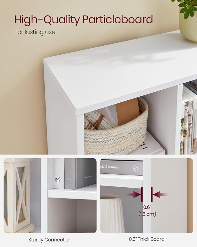 VASAGLE Bookcase, Bookshelf with 7 Compartments, Freestanding Shelves and Cube Organizer, for Display in Living Room, Bedroom, and Home Office, White ULBC27WT