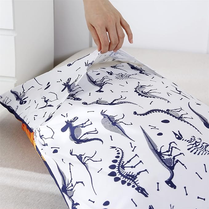 RYNGHIPY Cartoon Dinosaur Comforter Set, Dark Blue Dinosaur Kids Bedding Set for Boys, Dinosaurs Print Comforter Sets for Kids/Toddlers/Teens (Dinosaur,Full)