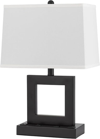 Cal Lighting LA-8042DK Cachan Metal Desk Lamp with 2 Power Outlets and 1 USB Charging Port, Antique Bronze