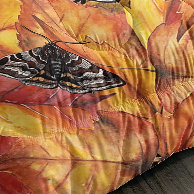 Galaxy Mushroom Comforter Set Queen Size Kids Mushroom Butterfly Bedding Set Leaves Quilt Bed Set for Boys Girls Adults with 1 Comforter and 2 Pillowcases