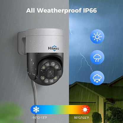 [3TB HDD+Human Tracking] Hiseeu 4K PoE Security Camera System,CCTV Camera Security System w/5MP Home Security Cameras, PTZ 270°Pan 90°Tilt，2-Way Audio,Remote Access,Night Vision,Waterproof,7/24 Record