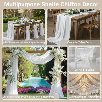 Pack of 5 | Purple | 14ft Chiffon Table Runner 29x170 Inches Long Romantic Rustic Sheer Gauze Runner for Wedding Bridal Shower Birthday Banquets Engagement Spring Easter Boho Decorations
