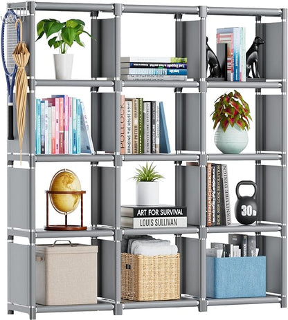 Mavivegue Book Shelf, 12 Cube Storage Organizer, DIY Bookcase, Metal Cube Bookshelf, Cubbies Closet Storage Organizer Shelves for Bedroom,Living Room,Home,Office