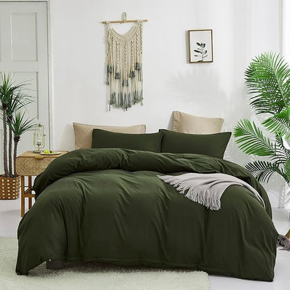 Army Green Comforter Queen Dark Green Bedding Set Olive Green Comforter Set Queen Men Breathable 3 PCs Comforter Set 1 Queen Comforter (90x90 inches) with 2 Pillowcases (20x26 inches)