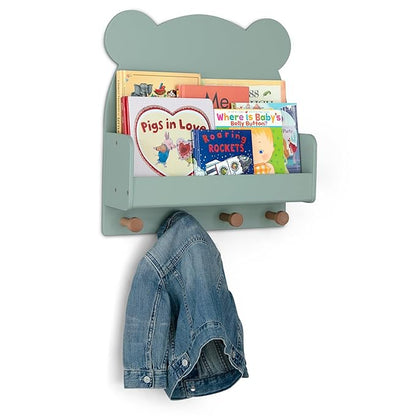 Delta Children babyGap Tate 4-in-1 Convertible Crib + Brannan Bear Bookcase with Bins + Brannan Bear Wall Shelf with 4 Hooks, Navy/Natural (Bundle)