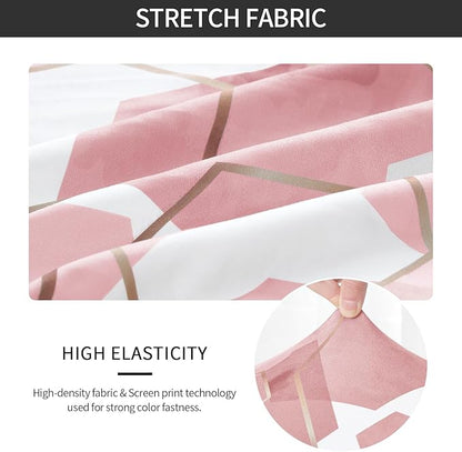 Gibelle Dining Room Chair Covers Set of 4, Soft Stretch Kitchen Chair Covers Slipcover Protector, Removable Washable Geometric Parson Chair Covers 4 Pack, Dusty Pink