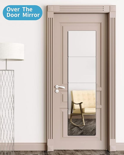 Shatterproof Wall Mirror Full Length for Bedroom, Plexiglass Gym Mirrors For Home, Extra Thick: 0.12 inch, 15.8 x 15.8 inch x 4 Pcs, Workout Mirrors Safe for Kids, Over The Door, Long Wall Mounted