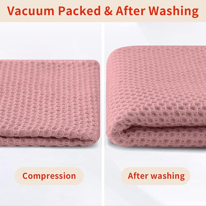 Homaxy 100% Cotton Waffle Weave Kitchen Dish Cloths 12-Pack, Dried Rose | 12 x 12 Inches, Ultra Soft Absorbent Dish Towels, Quick Drying Dish Rags with Hanging Loop