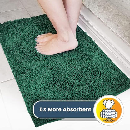 Muddy Mat® Shown on TV – Super Absorbent Microfiber Dog Door Mat for Muddy Paws, Non-Slip Washable Pet Rug, Quick Dry Chenille Entryway Carpet, Machine Washable Indoor Outdoor mat, Dark Green 35"x24"
