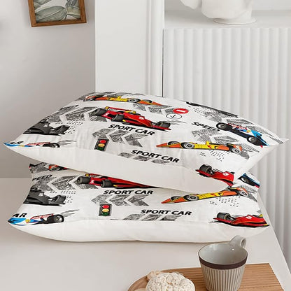 Axolotl Racing Car Comforter Set Full Size,Extreme Sports Boys Bedding Set for Boys Teens Girls Car Racing Gifts,Race Cars Quilt Bed Set with 1 Comforter 2 Pillowcases,Multi Color