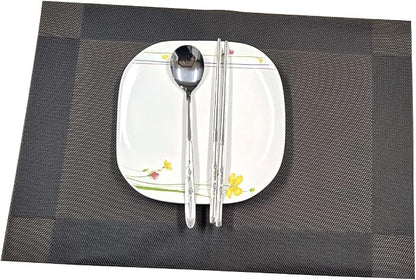 GARASANI Korean Traditional Cutlery Stainless Steel Spoons and Chopsticks Set (Silver Plum blossom)
