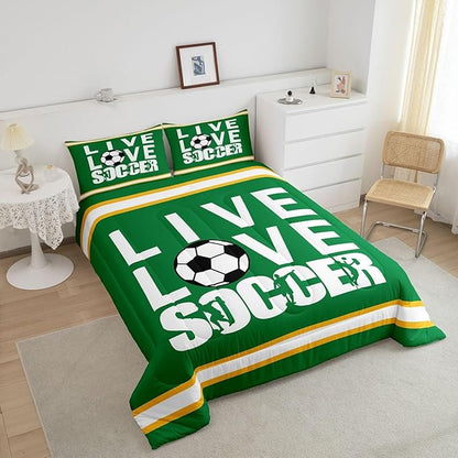 Feelyou Football Bedding Set King Size Rugby Sports Comforter Set for Kids Boys Girls Decor Soccer Ball Game Comforter Gift for Football Lover Duvet Set Bedroom Quilt Set