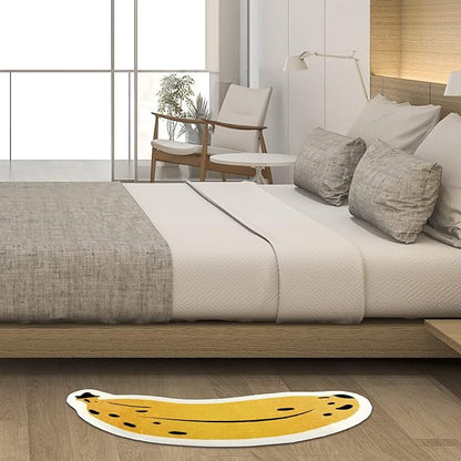 Banana Bath Rugs for Bathroom Non Slip Super Absorbent Bath Mat for Floor Bathmats Washable Yellow Cartoon Bathrugs Carpet Soft Shower Tub Rugs Thick Kitchen Doormat Home Decor 17.7x39.4inch/45x100cm