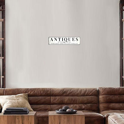 Antiques Store Sign Vintage Decor Rustic Wall Decor Retro Metal Sign 4×16 Inches For Home Cafe