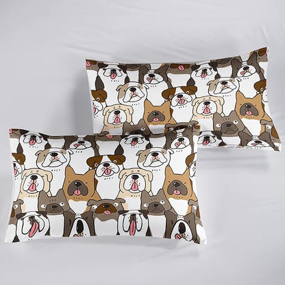 Kawaii Dog Comforter King Size,Dogs Comforter Set for Kids Teens Girls Boys,3Pcs Bedding Set Printed Comforter with 2 Pillowcases,Down Alternative,Soft and Lightweight，King Size