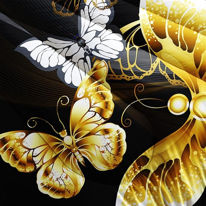 Butterfly Comforter Set for Adults Black and Gold Butterfly Bedding Set Aesthetics Butterflies Quilt Duvet Set Queen Size with 1 Comforter and 2 Pillowcases
