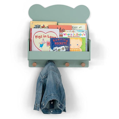 Delta Children babyGap Oxford 6-in-1 Convertible Crib + Brannan Bear Bookcase with Bins + Brannan Bear Wall Shelf with 4 Hooks, Navy/Natural (Bundle)