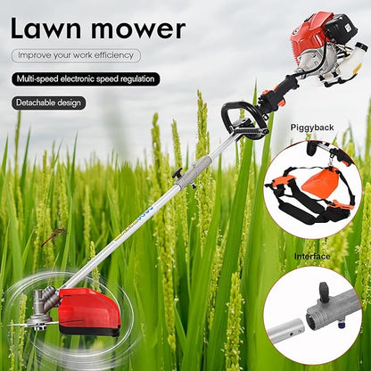 Gas Weed Eater,Weed Wacker 5 in 1 Multi Functional Trimming Tools Gas Hedge Trimmer 52cc Petrol String Trimmer Chainsaw Brush Cutter Pole Saw with Extension Pole Handheld Trimmer for Home Yard Orange