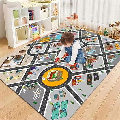 Kids Rug Play Mat Great for Playing with Cars and Toys,Educational Kid Road and Traffic City Life Carpet,Children Baby Fun Throw Rug for Bedroom Play Room,79X118Inch/200X300CM