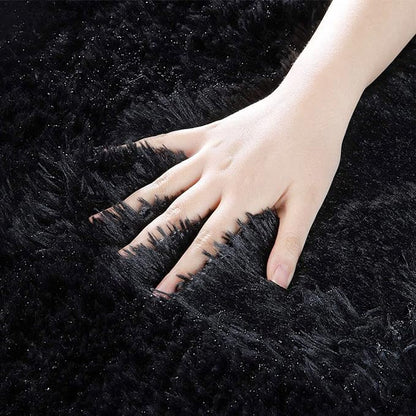 YOBATH Fluffy 8x10 Feet Area Rugs for Living Room Bedroom, Large Modern Soft Fuzzy Shaggy Carpet Shag Rugs Girls Boys Kids Nursery Dorm Room, Black