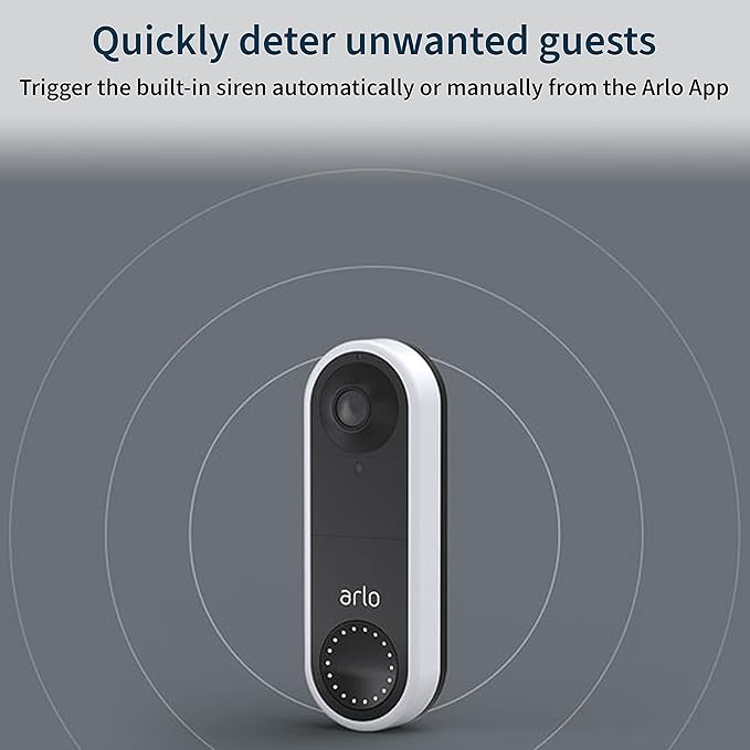 Arlo Essential Wired Video Doorbell - HD Video, 180° View, Night Vision, 2 Way Audio, DIY Installation (wiring required), Security Camera, Doorbell Camera, Home Security Cameras, White - AVD1001