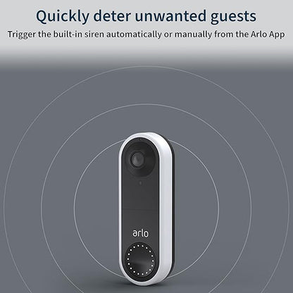 Arlo Essential Wired Video Doorbell - HD Video, 180° View, Night Vision, 2 Way Audio, DIY Installation (wiring required), Security Camera, Doorbell Camera, Home Security Cameras, White - AVD1001
