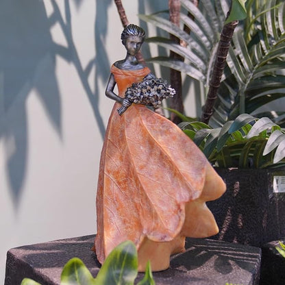 Guichifun Fairy Statue Collection Home Decoration - Orange Leaf Angel Girls Resin Fall Decor for Outside or Inside Rustic Garden Outdoor Yard Decorations Figurines Gift 7.5 x 4.5 x 11.5 Inch