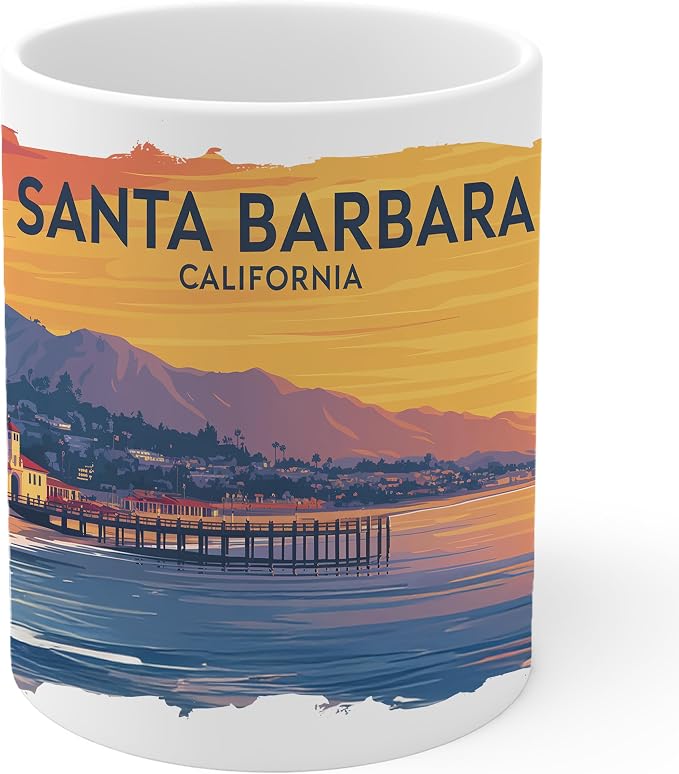 Santa Barbara California Ceramic Coffee Mug 11oz White ID44991 | Tea, latte & hot cocoa cup for the home or office – travel souvenir gift for men, women & coworkers