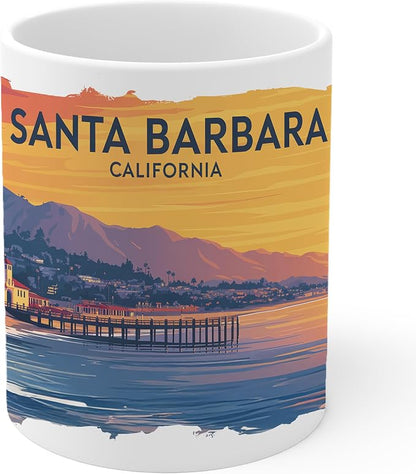 Santa Barbara California Ceramic Coffee Mug 11oz White ID44991 | Tea, latte & hot cocoa cup for the home or office – travel souvenir gift for men, women & coworkers