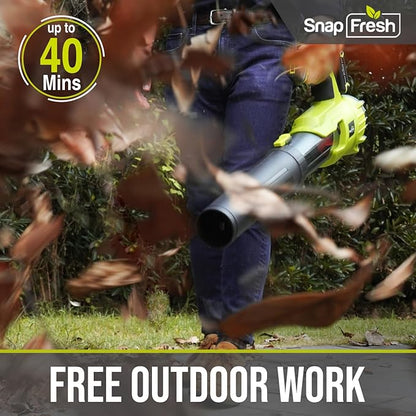 SnapFresh Cordless Leaf Blower - 550CFM Brushless Electric Leaf Blower with 4.0 Ah Battery and Fast Charger - Lightweight 20V Yard and Garden Blower for Lawn Care…