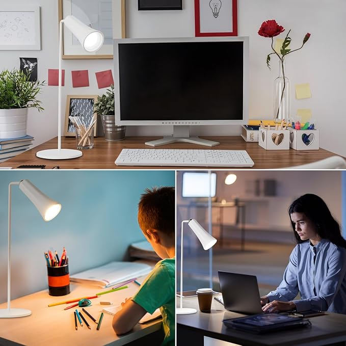 LED Desk Lamp, Cordless Rechargeable Table Lamp with 3 Brightness Levels, Dimmable, Removable Touch Lamp for Reading Bedroom Home Office Study(white)