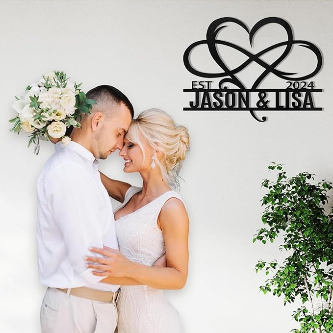 Metal Signs Customized, Infinity Heart Wall Decor, Custom Couple's Name Sign, Personalized Wedding Sign for Couples 2025, Unique Infinity Heart Metal Art, Valentines Day Gift, Home Decor Gift