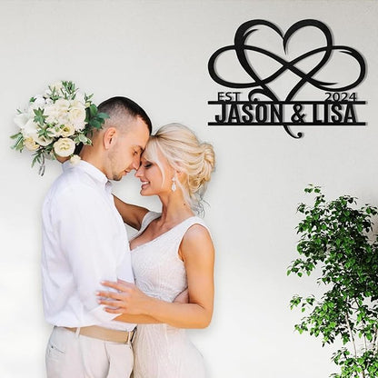 Metal Signs Customized, Infinity Heart Wall Decor, Custom Couple's Name Sign, Personalized Wedding Sign for Couples 2025, Unique Infinity Heart Metal Art, Valentines Day Gift, Home Decor Gift