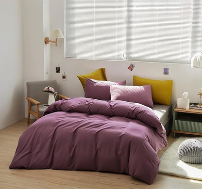 Purple Comforter Set King Grape Color Bedding Set 3 Pieces Solid Purple Comforter Set Hotel Quality Lightweight Women Comforter Set King Breathable Purple Bed Comforter Set King