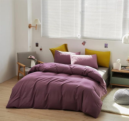 Purple Comforter Set Full Grape Color Bedding Set 3 Pieces Solid Purple Comforter Set Hotel Quality Lightweight Women Comforter Set Full Breathable Purple Bed Comforter Set Full