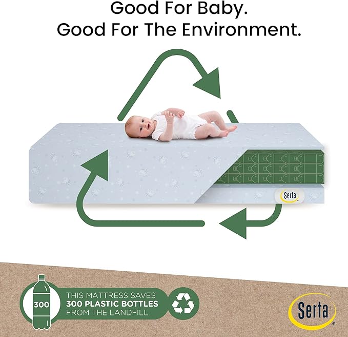 Delta Children Heartland 4-in-1 Convertible Crib Infant Changing Table with Pad + Serta Perfect Start Crib Mattress, Bianca White