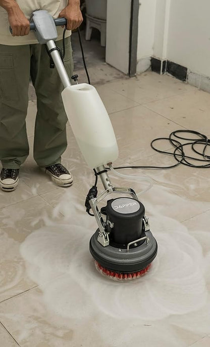 10" Heavy-duty Multi-Functional Floor Buffer Polisher Machine - Clean, Buff, Scrubb and Polish with Ease! Ideal for Carpets Too! Includes Optional Solution Tank, 2 Brushes and 3 Scouring Pads