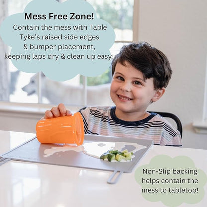 Silicone Placemats for Toddlers with Patented Edge Bumper | Kids Placemats Non Slip Travel Ready | Baby Placemat BPA Free for Restaurant Dining Table | Sky Blue