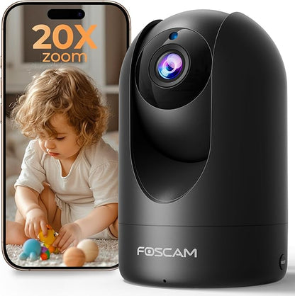 FOSCAM Home Security Camera R4S 4MP WiFi IP Camera,Wireless Baby Monitor with AI Human Detection Sound Detection 33ft Night Vision 2 Way Audio Camera Compatible with Alexa Black