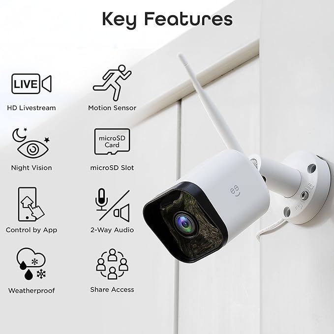 Geeni Hawk 3 Outdoor Security Camera, 1080p HD, Weatherproof, Motion Detection, Night Vision, Two-Way Audio, Alexa/Google Compatible